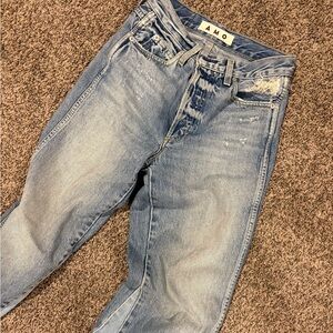 AMO Blue Wide Leg Denim Jeans